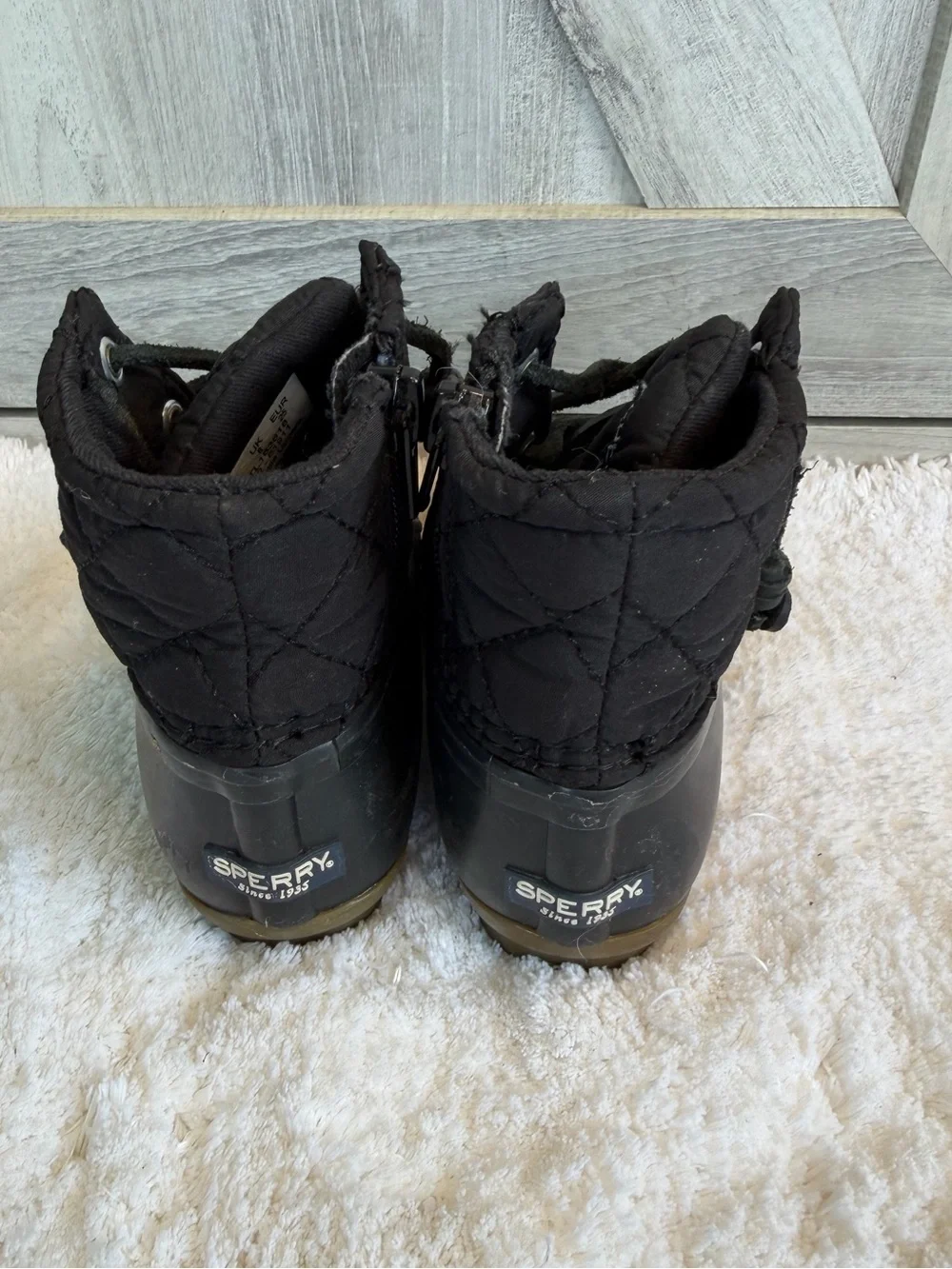 Sperry Top Sider Saltwater Toddler Size 9M Black Quilted Waterproof Duck Boots